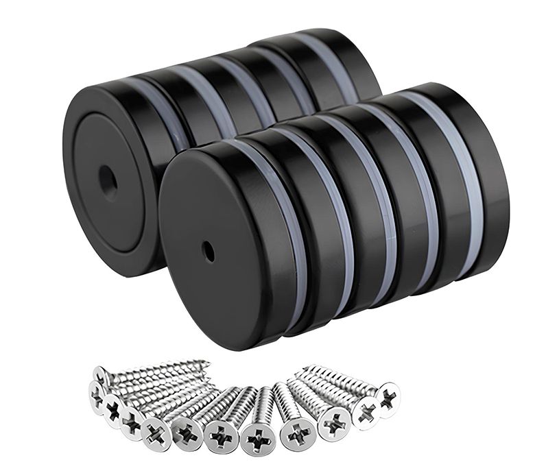 12 PC Epoxy Coated 1.26 x 0.24 inch Flat Base Neodymium Magnet Mounting Cup 110 lbs with Screw Included